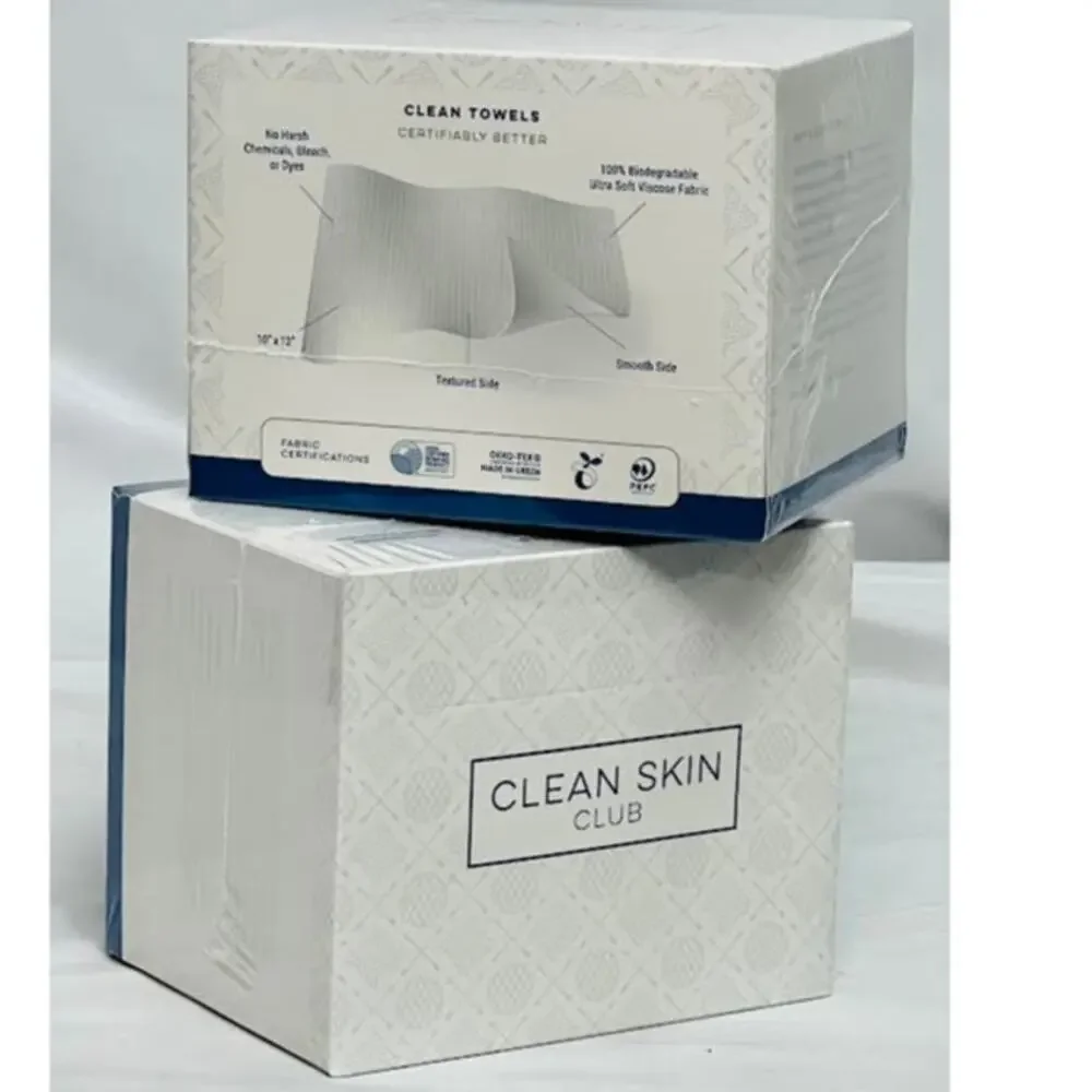 2pk Clean‎ Skin Club XL Disposable Towels Makeup Remover Facial Cloth